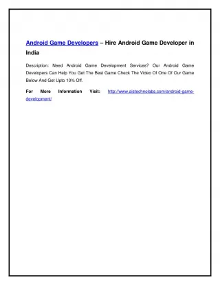 Android Game Developers – Hire Android Game Developer in India - slide 1