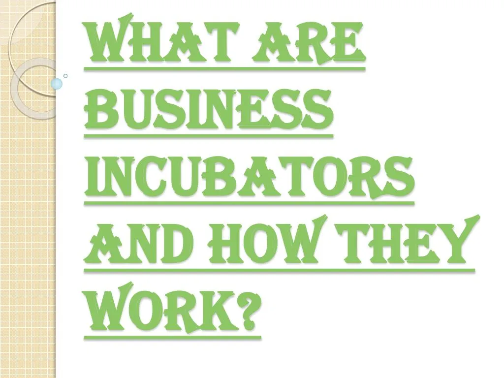 what are business incubators and how they work