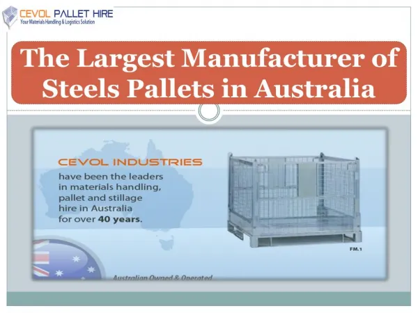 The Largest Manufacturer of Steels Pallets in Australia