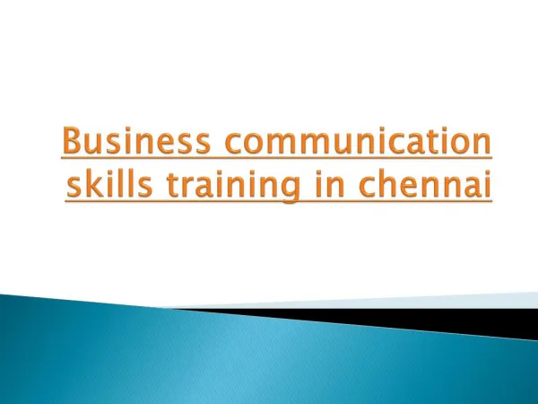 Business communication skills training in chennai