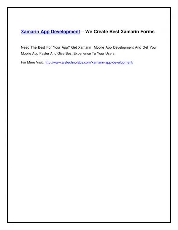 Xamarin App Development – We Create Best Xamarin Forms