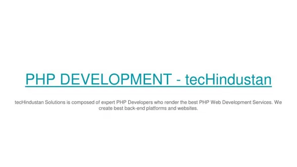 PHP DEVELOPMENT - tecHindustan