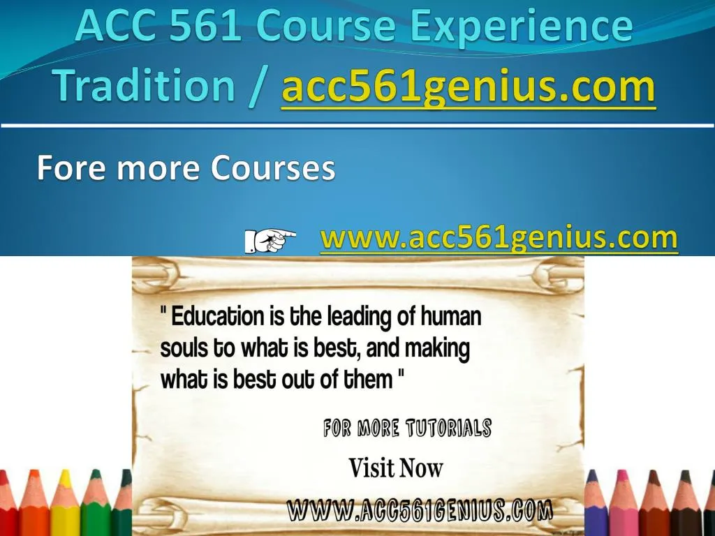 acc 561 course experience tradition acc561genius com
