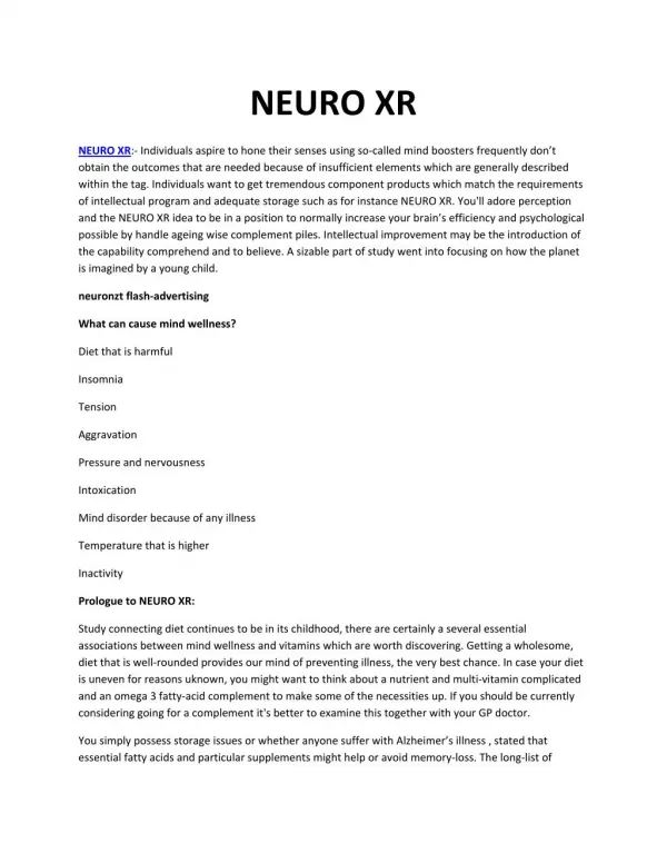 Neuro Xr - Better sense of productivity