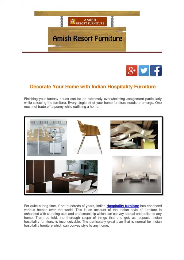 Decorate Your Home with Indian Hospitality Furniture