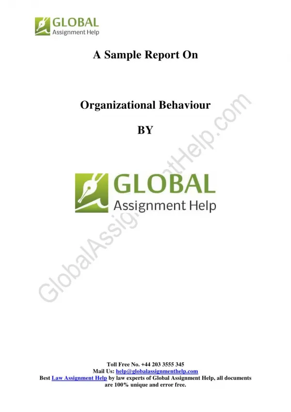 Sample Report on Organizational Behaviour by Global Assignment Help