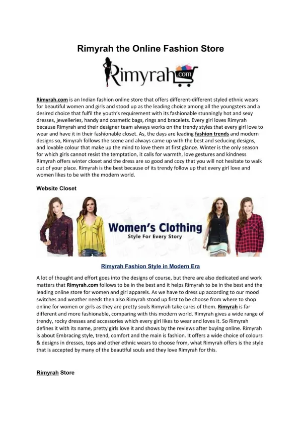 Rimyrah the Online Fashion Store