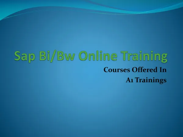 Sap bi&bw online training - course content