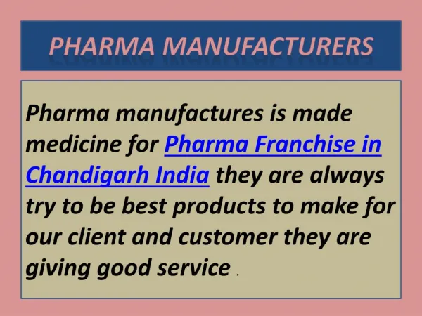 PCD Pharma Companies in Chandigarh, manufacturers in India