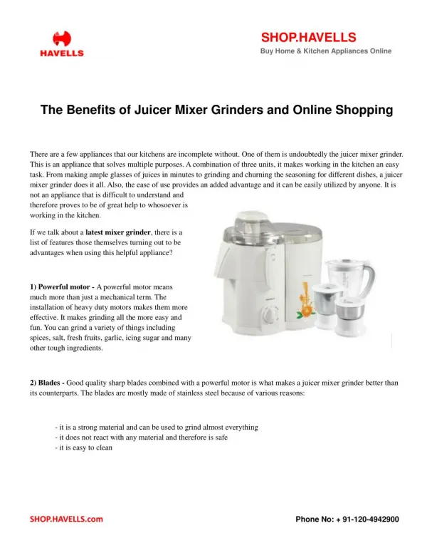 The Benefits of Juicer Mixer Grinders and Online Shopping