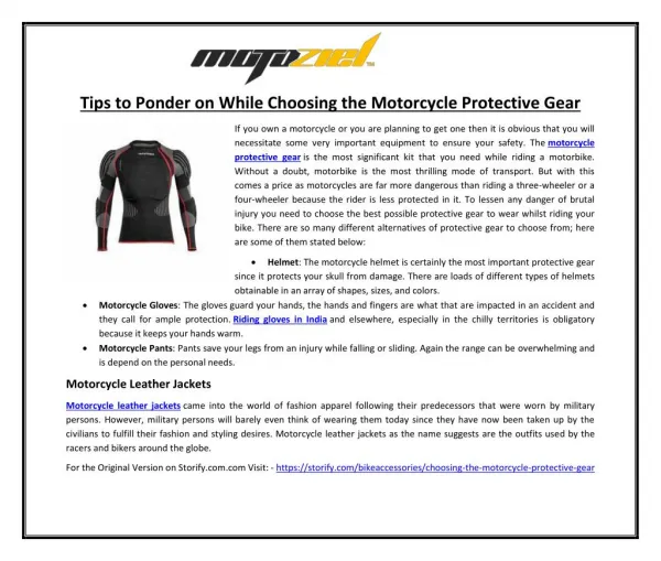 Tips to Ponder on While Choosing the Motorcycle Protective Gear