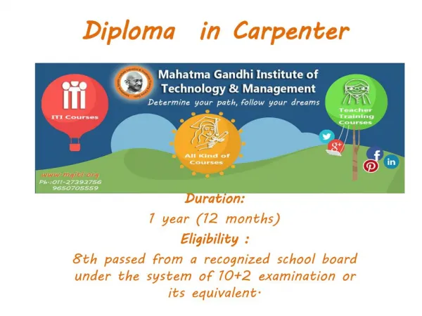 MGITI Diploma in Carpenter