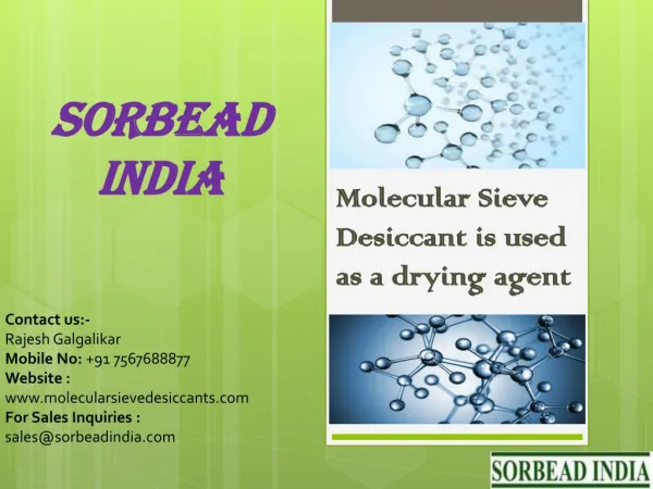 Molecular Sieve Desiccant for drying agent