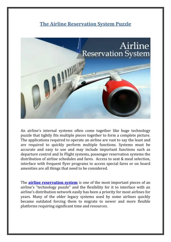 The Airline Reservation System Puzzle