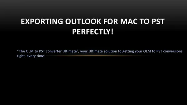 Outlook for Mac Export to PST