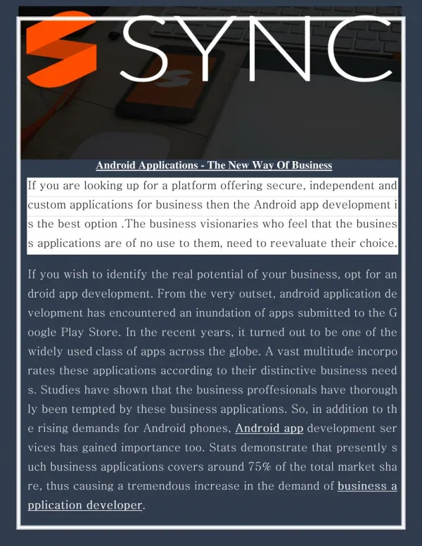 Android Applications - The New Way Of Business