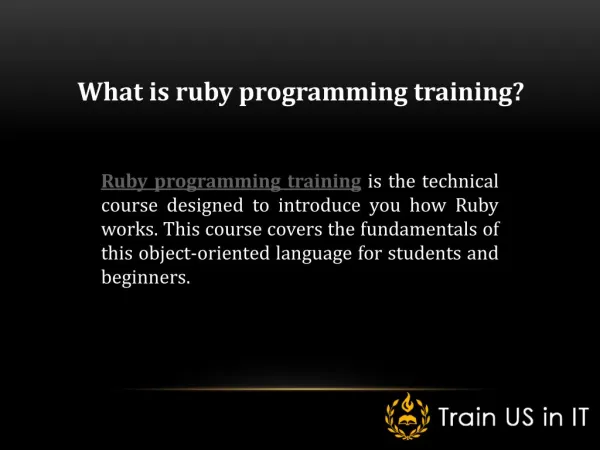 Reliable IT Institute for Ruby programming