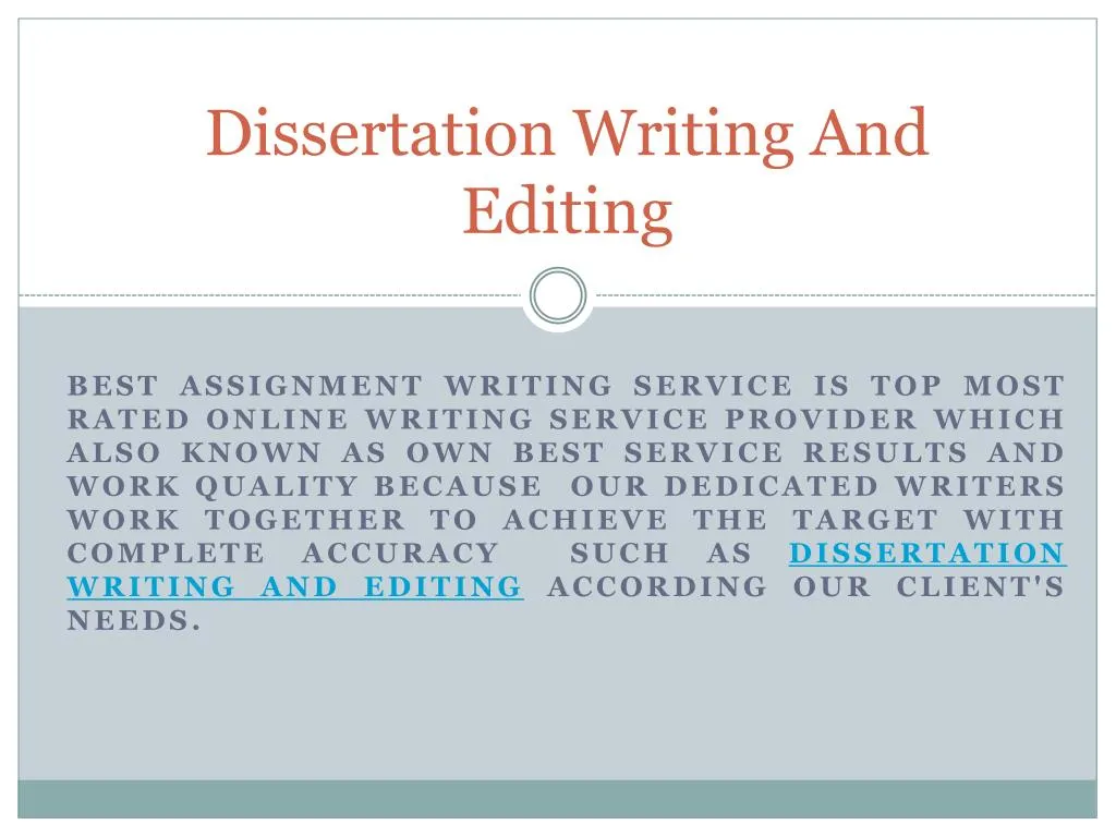 dissertation writing and editing