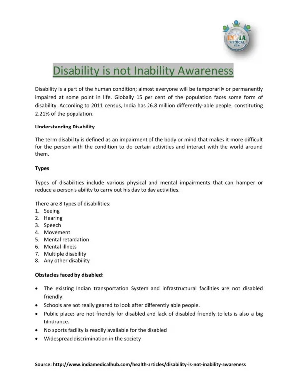 Disability is not Inability Awareness
