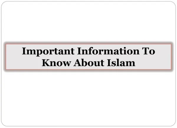 Important Information To Know About Islam