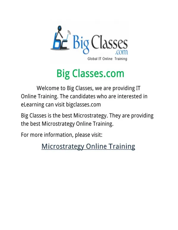 Microstrategy online training