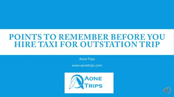 Points To Remember Before You Hire Taxi For Outstation