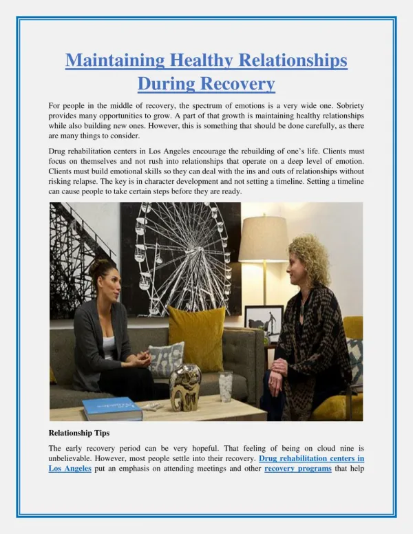 Maintaining Healthy Relationships During Recovery