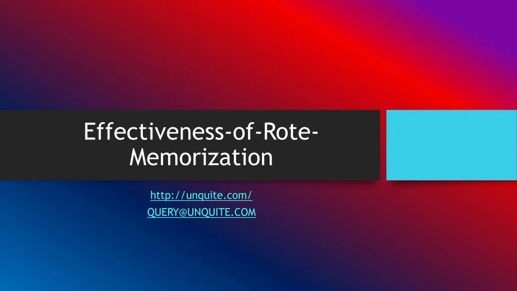 effectiveness of rote memorization