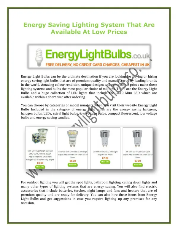 Energy Saving Lighting System That Are Available At Low Prices