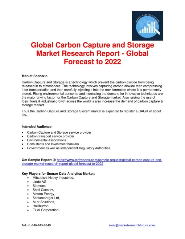 Global Carbon Capture and Storage Market Research Report - Global Forecast to 2022