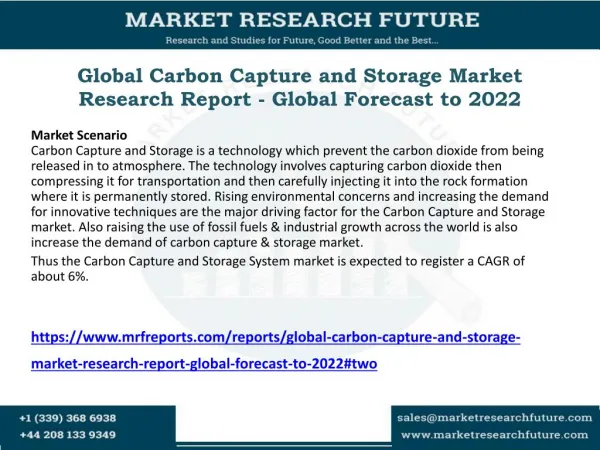 Global Carbon Capture and Storage Market Research Report - Global Forecast to 2022