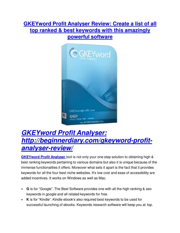 GKEYword Profit Analyser Review - (FREE) Bonus of GKEYword Profit Analyser