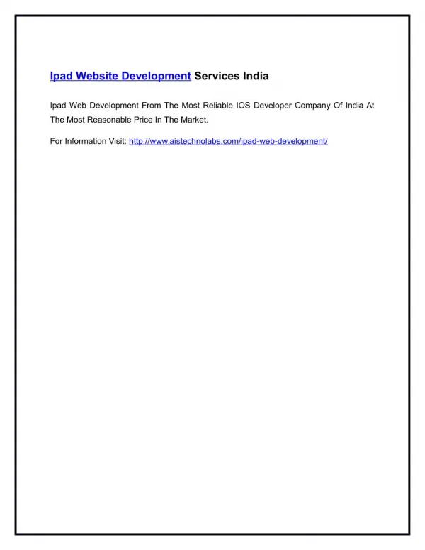 Ipad Website Development Services India