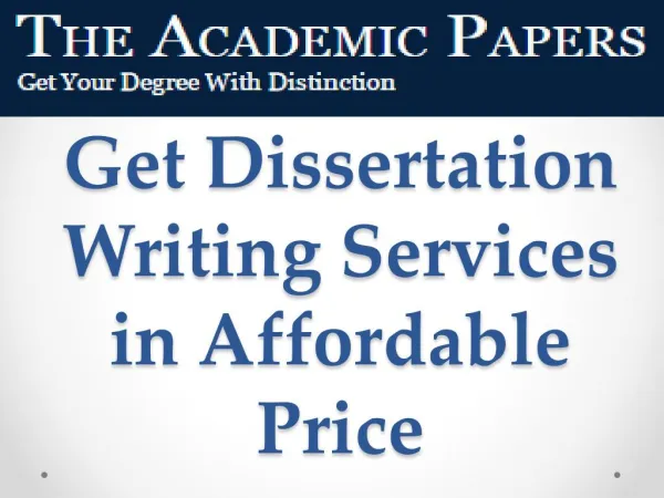 Get Dissertation Writing Services in Affordable Price