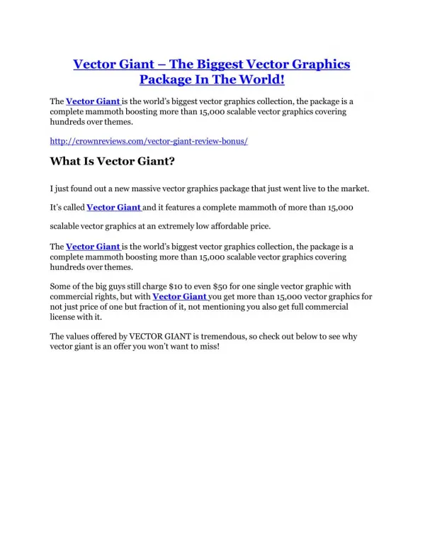 Vector Giant Review-MEGA $22,400 Bonus & 65% DISCOUNT