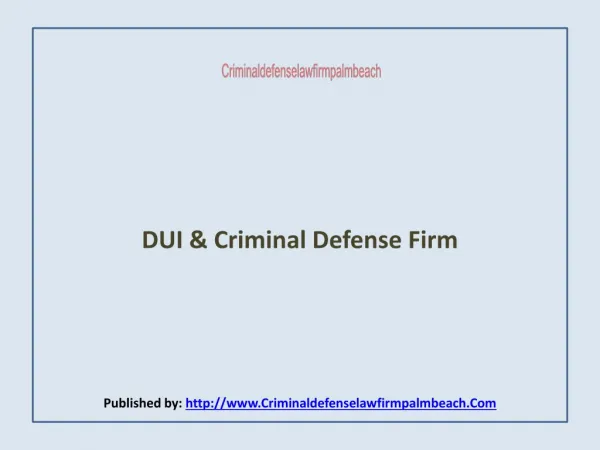 Criminal Defense Law Firm Palm Beach