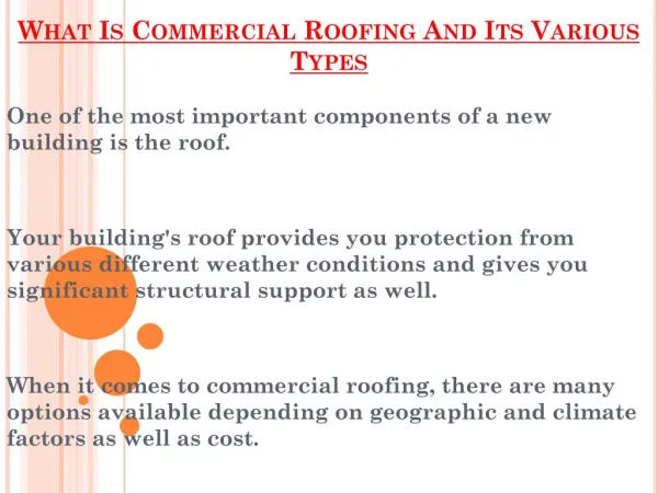 Various Types Of Commercial Roofing