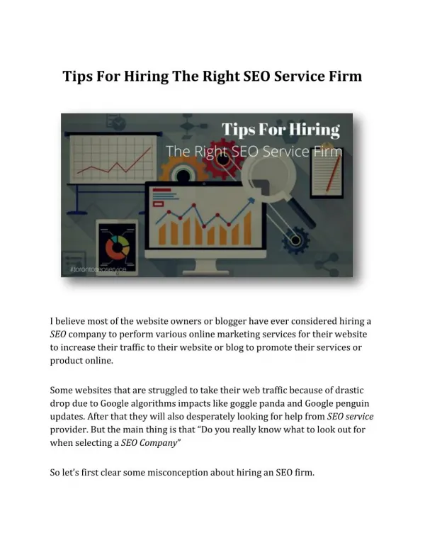 Tips For Hiring The Right SEO Service Firm