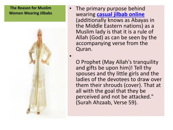 The Reason for Muslim Women Wearing Jilbabs