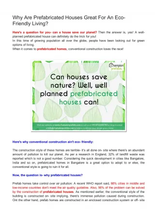 Why Prefab Houses Great Eco Friendly Living - slide 1
