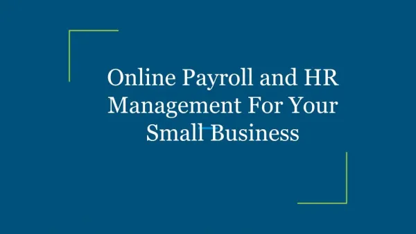 Online Payroll and HR Management For Your Small Business