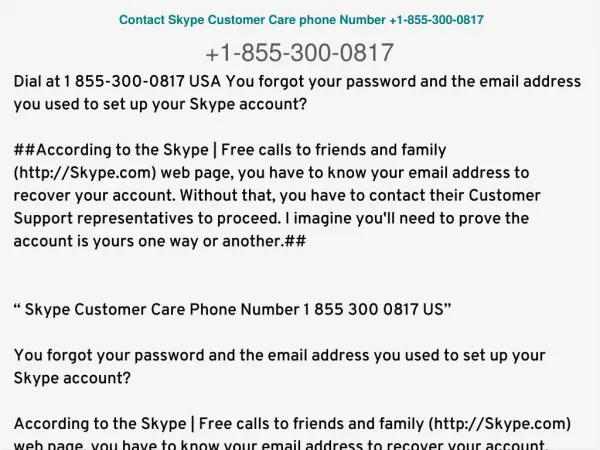 Skype helpline toll-free phone number 1 855 300 0817