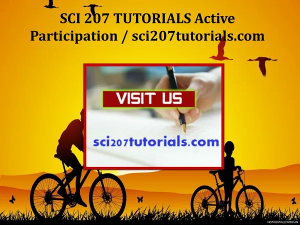 SCI 207 TUTORIALS Active Participation / sci207tutorials.com