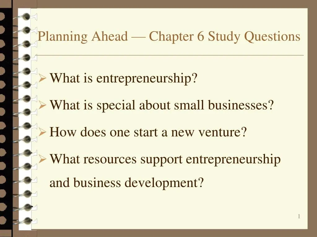 planning ahead chapter 6 study questions