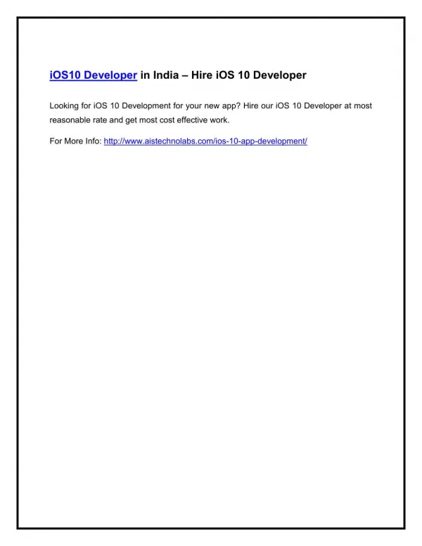 iOS10 Developer in India – Hire iOS 10 Developer