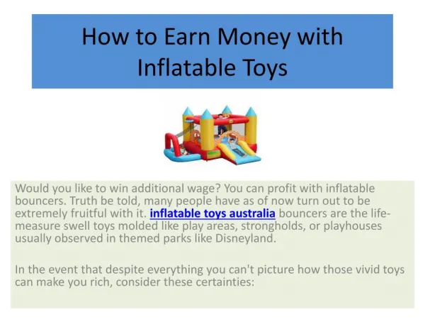 How to Earn Money with Inflatable Toys