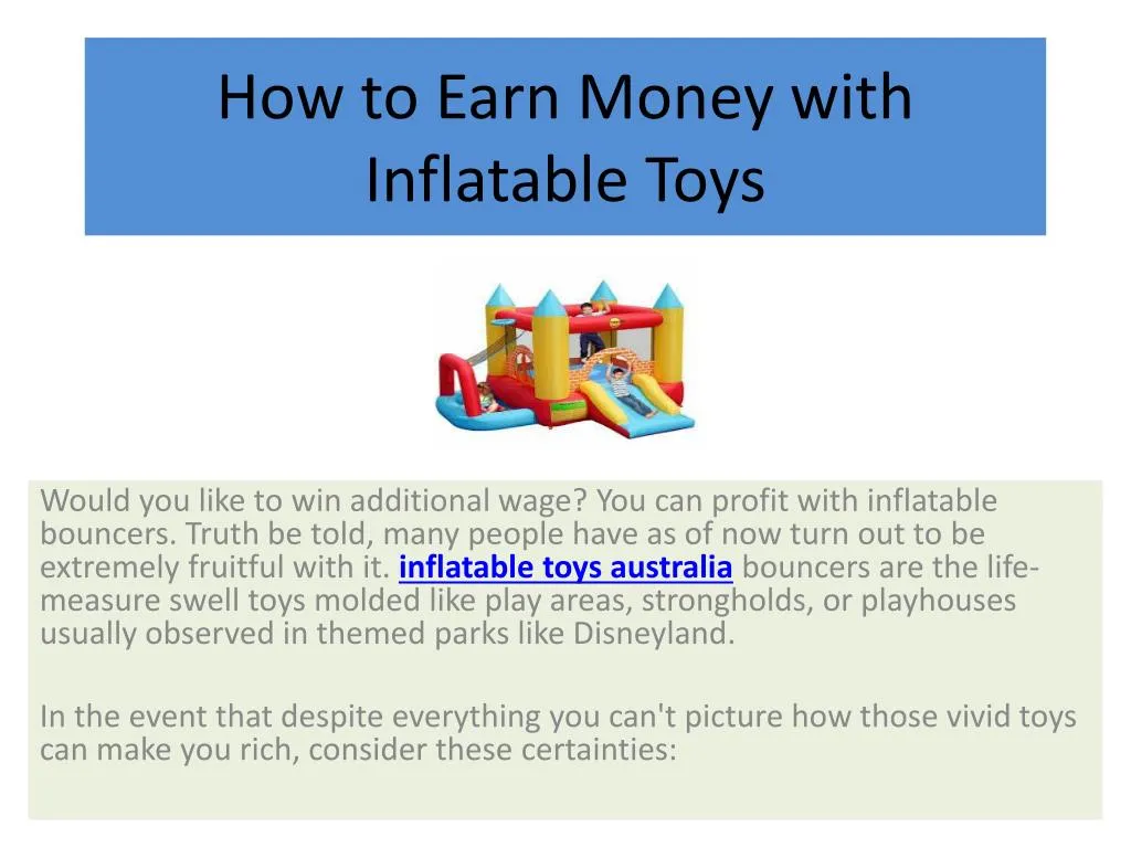 how to earn money with inflatable toys
