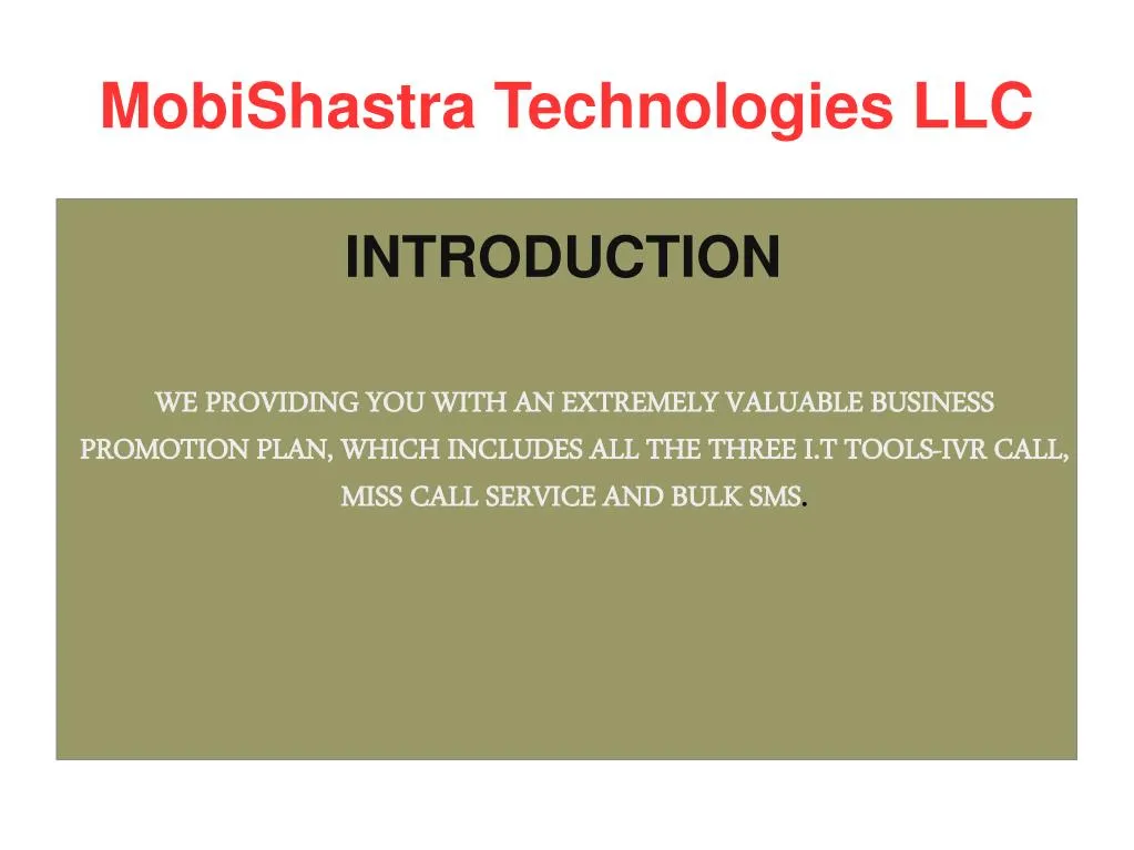 mobishastra technologies llc