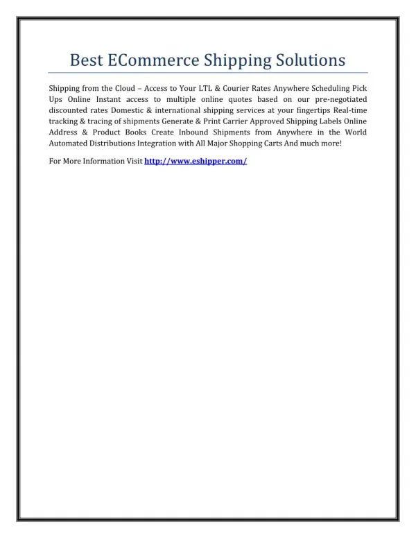 Best ECommerce Shipping Solutions