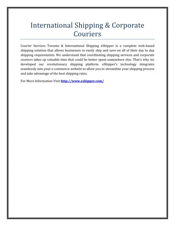 International Shipping & Corporate Couriers